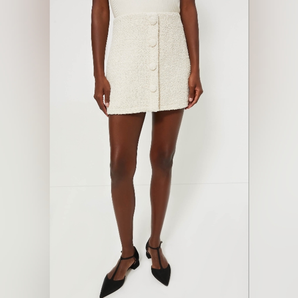 Tuckernuck Cream Tweed Boucle Scarlett Mini Skirt Button Xl